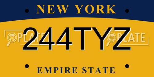 244TYZ New York License Plate