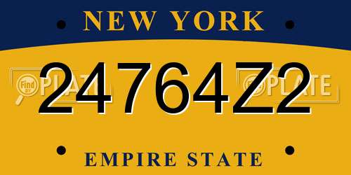24764Z2 New York License Plate