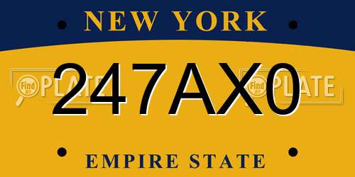 247AX0 New York License Plate