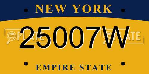 25007W New York License Plate