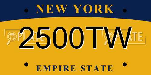 2500TW New York License Plate
