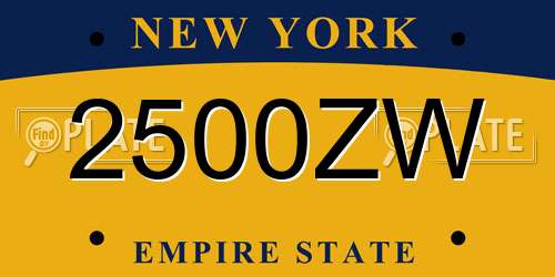 2500ZW New York License Plate