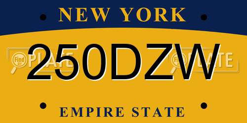 250DZW New York License Plate