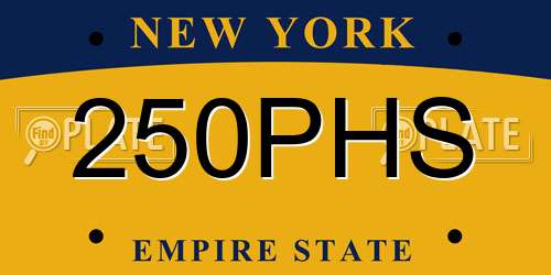 250PHS New York License Plate