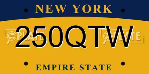 250QTW New York License Plate