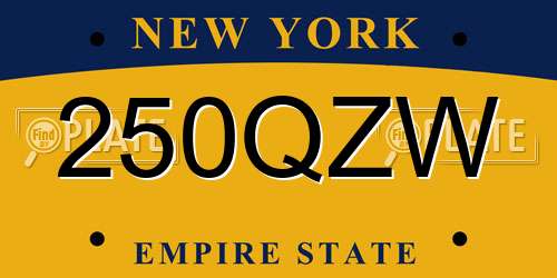 250QZW New York License Plate