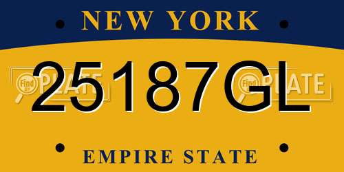 25187GL New York License Plate