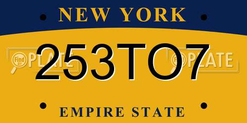 253TO7 New York License Plate