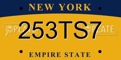 253TS7 New York License Plate