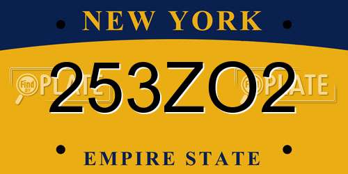 253ZO2 New York License Plate