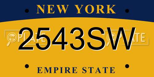 2543SW New York License Plate