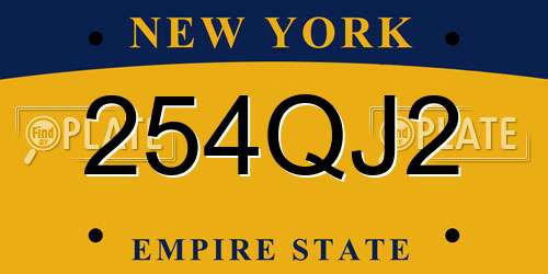254QJ2 New York License Plate