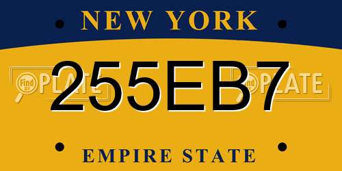 255EB7 New York License Plate