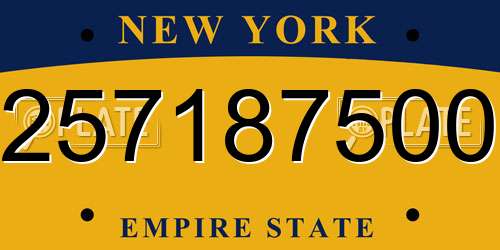 257187500 New York License Plate