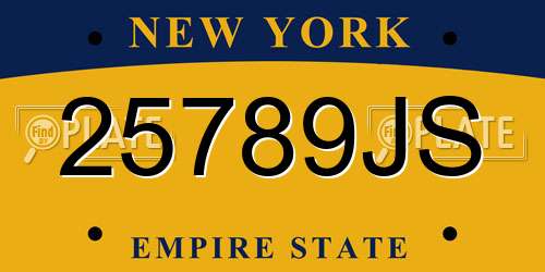 25789JS New York License Plate