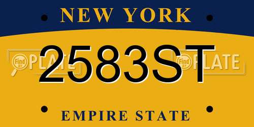 2583ST New York License Plate