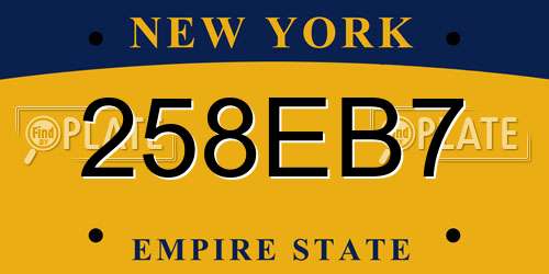 258EB7 New York License Plate
