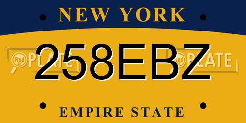 258EBZ New York License Plate