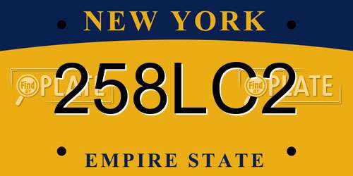 258LC2 New York License Plate