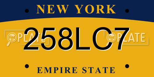 258LC7 New York License Plate