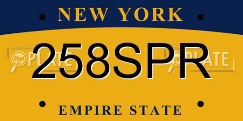 258SPR New York License Plate