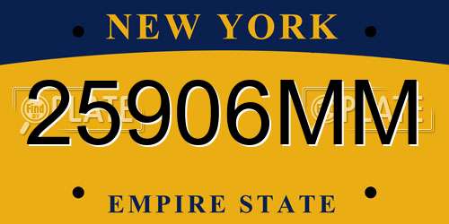 25906MM New York License Plate
