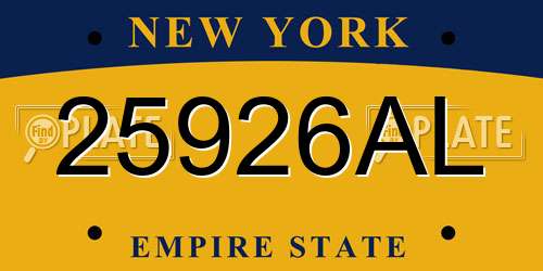 25926AL New York License Plate
