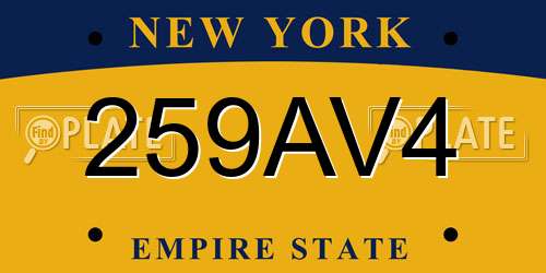 259AV4 New York License Plate