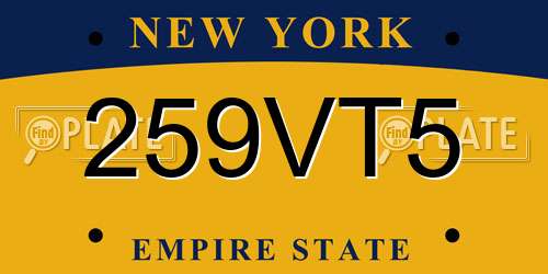 259VT5 New York License Plate