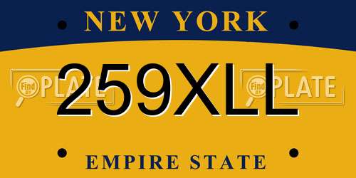 259XLL New York License Plate