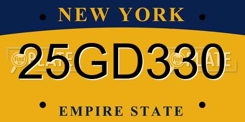 25GD330 New York License Plate