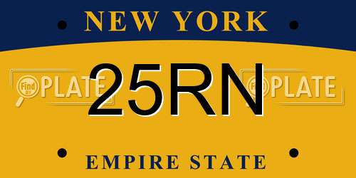 25RN New York License Plate