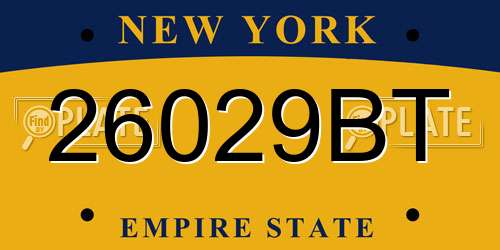 26029BT New York License Plate
