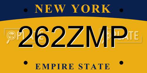 262ZMP New York License Plate
