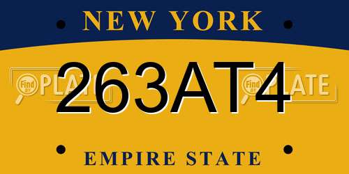 263AT4 New York License Plate