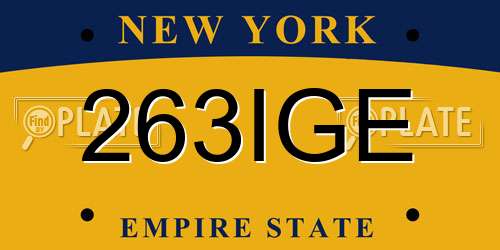 263IGE New York License Plate