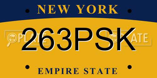 263PSK New York License Plate