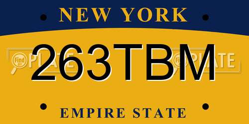 263TBM New York License Plate