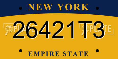 26421T3 New York License Plate