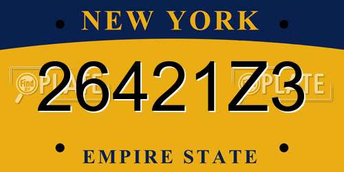 26421Z3 New York License Plate
