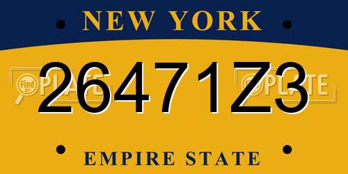 26471Z3 New York License Plate