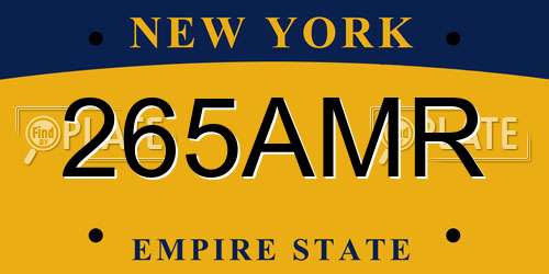 265AMR New York License Plate