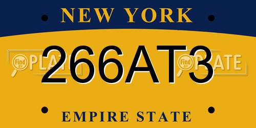 266AT3 New York License Plate