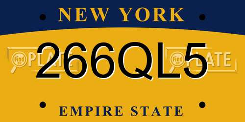 266QL5 New York License Plate