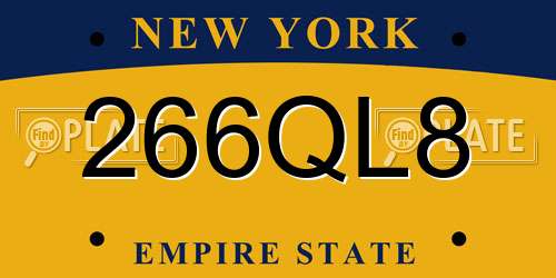 266QL8 New York License Plate