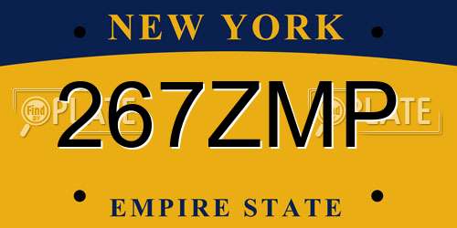 267ZMP New York License Plate
