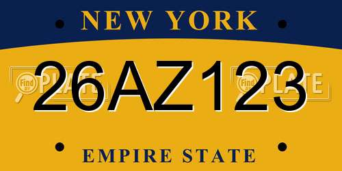 26AZ123 New York License Plate
