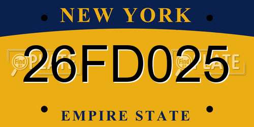 26FD025 New York License Plate