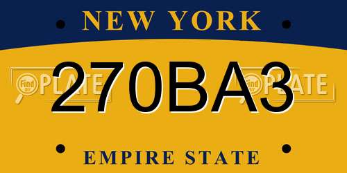 270BA3 New York License Plate