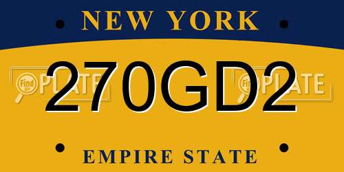 270GD2 New York License Plate